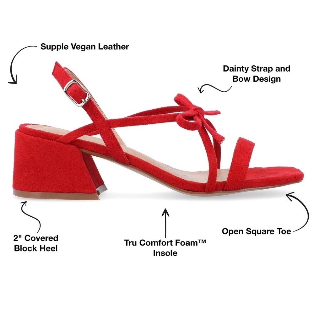 Journee Collection Red Bow Sandals, 6M, NIB - Picture 6 of 10